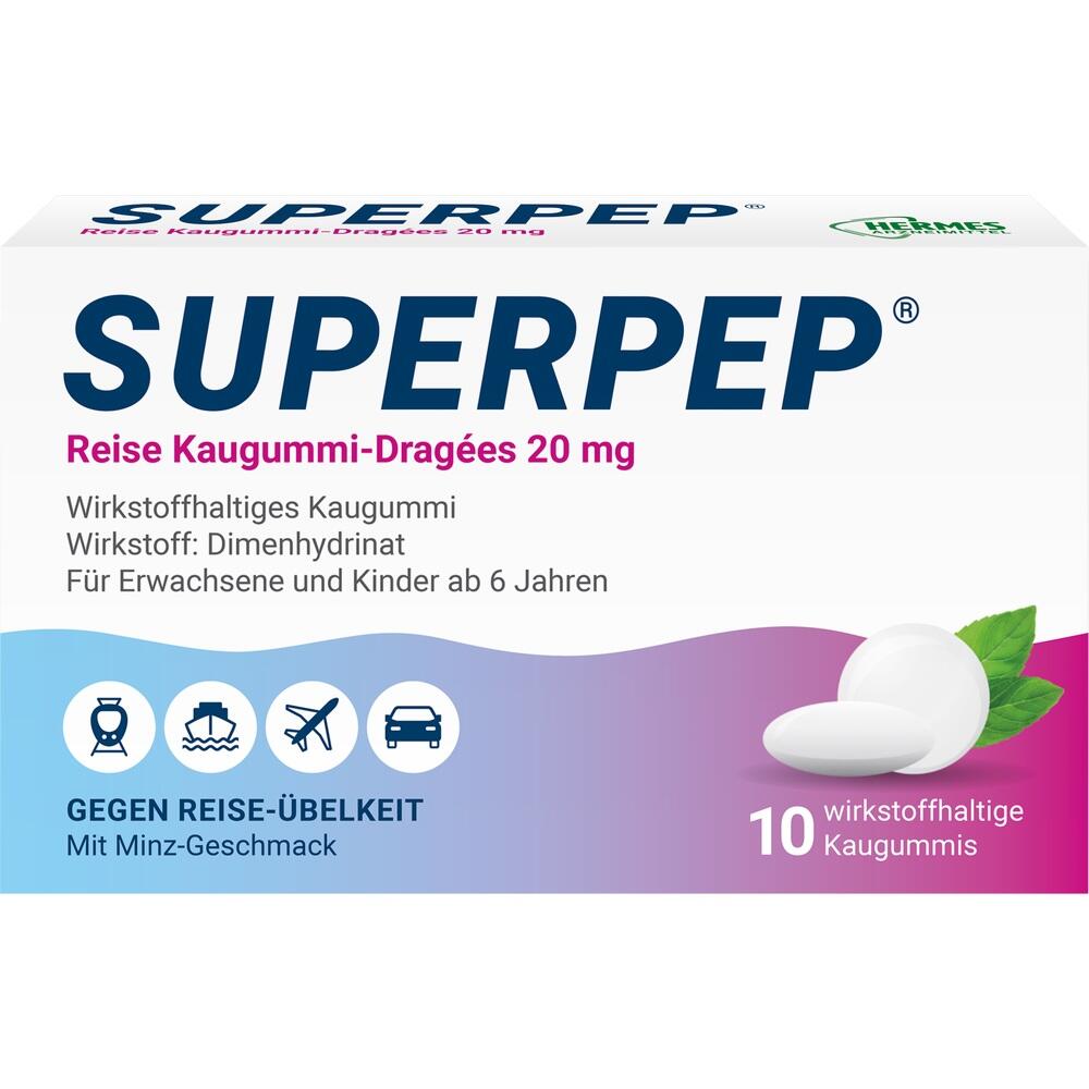 Superpep Reise Kaugummi-Dragees 20 mg