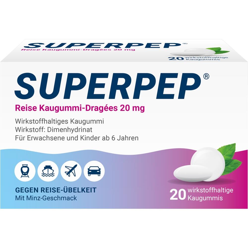 Superpep Reise Kaugummi-Dragees 20 mg