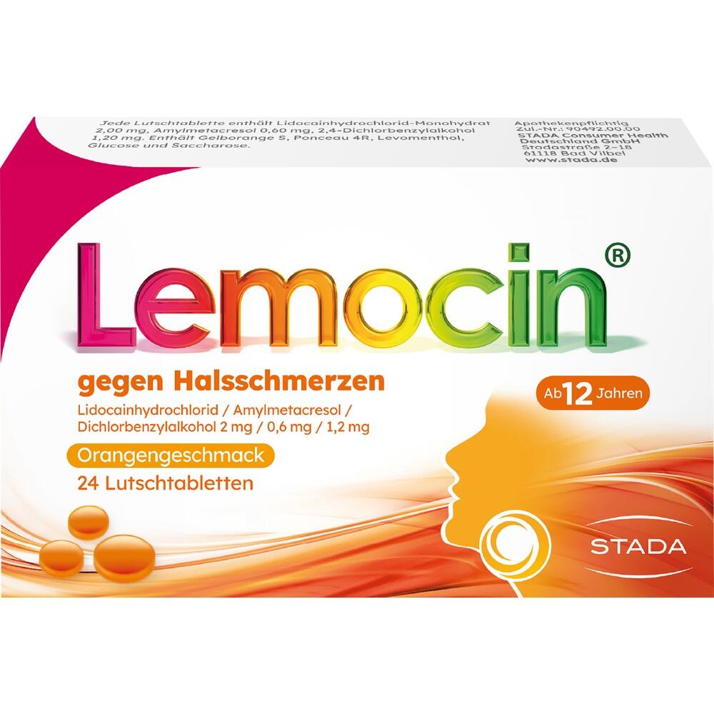 Lemocin gegen Halsschmerzen 2 mg/0,6 mg/1,2 mg Orangengeschmack