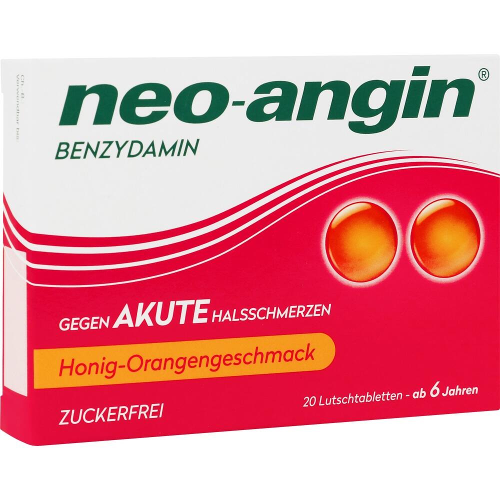 Neo-angin Benzydamin gegen akute Halsschmerzen Honig-Orangengeschmack 3 mg