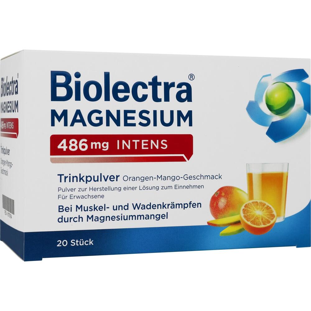 Biolectra Magnesium 486 mg intens Trinkpulver Orangen-Mango-Geschmack