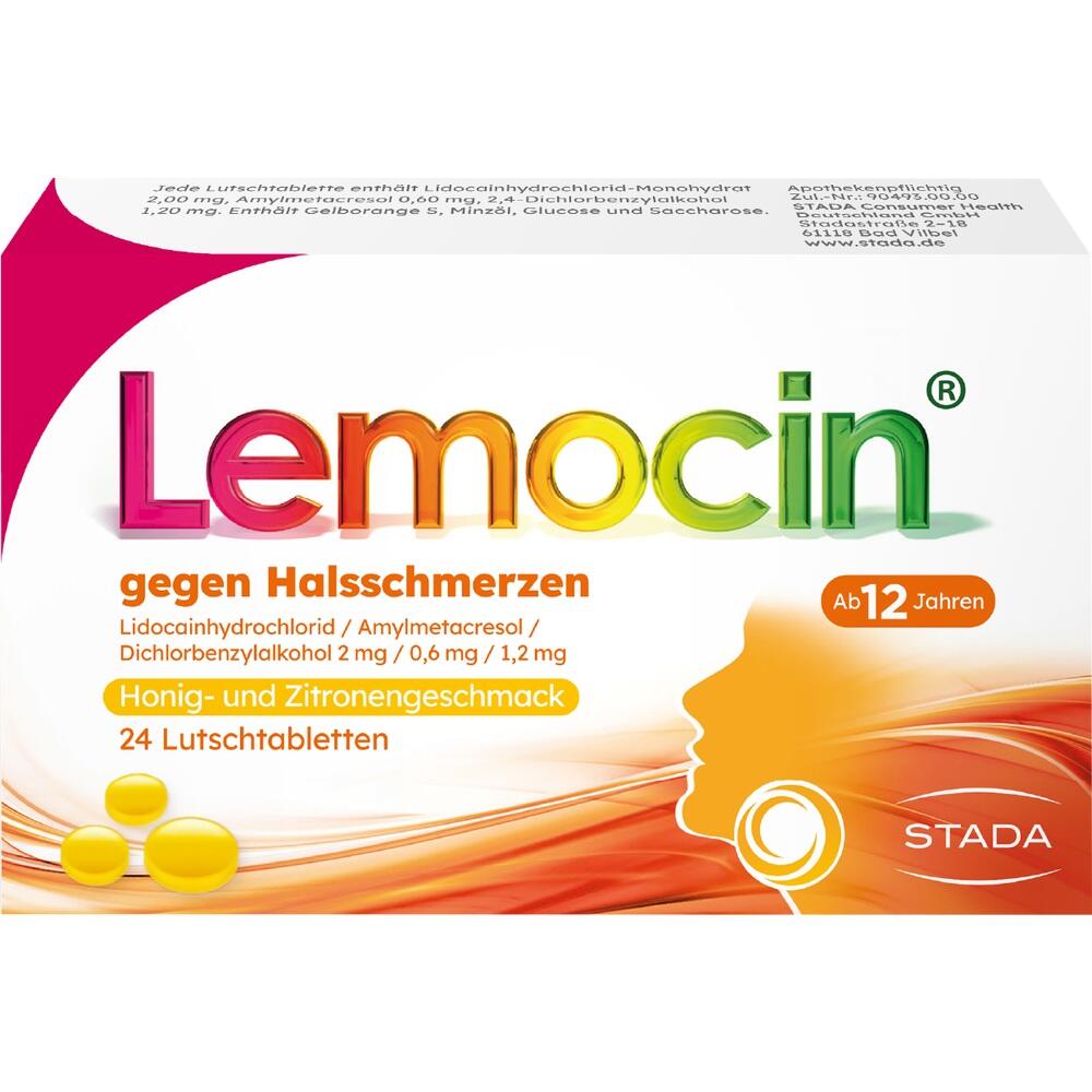 Lemocin gegen Halsschmerzen 2 mg/0,6 mg/1,2 mg Honig- und Zitronengeschmack